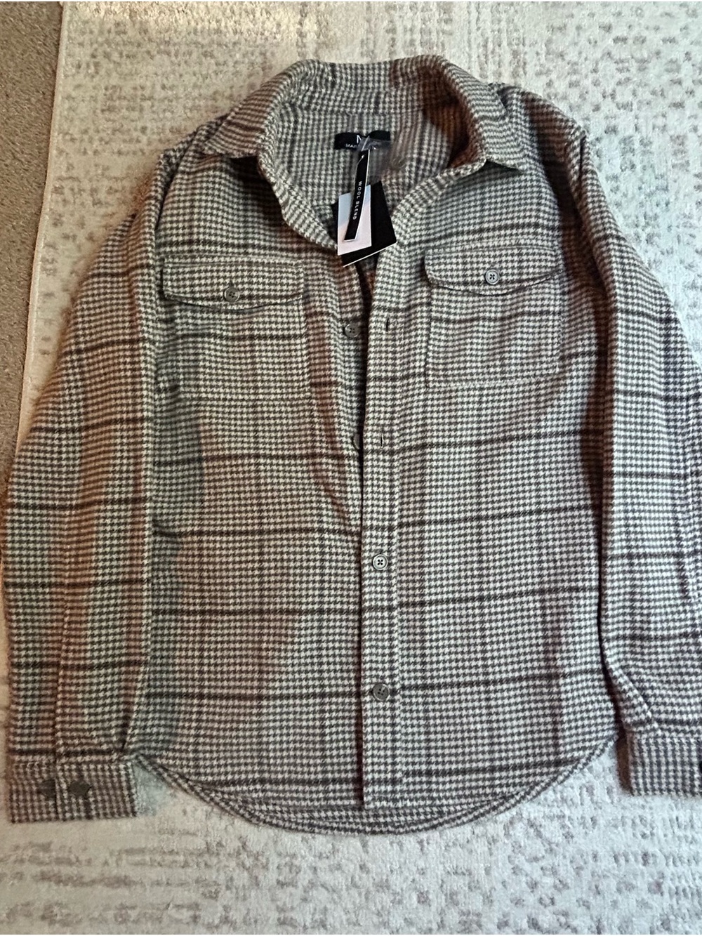Magaschoni Houndstooth Utility Jacket — Black & White